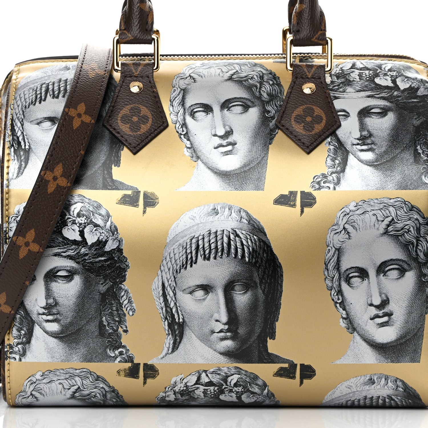 Louis Vuitton X FORNASETTI Calfskin Fornasetti Speedy Bandouliere 25 Gold 7 of 11