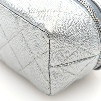 Chanel Metallic Caviar Quilted Mini Top Handle Vanity With Chain Silver 10 of 10