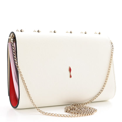 Christian Louboutin Calfskin Spikes Loubinthesky Paloma Clutch White 3 of 10