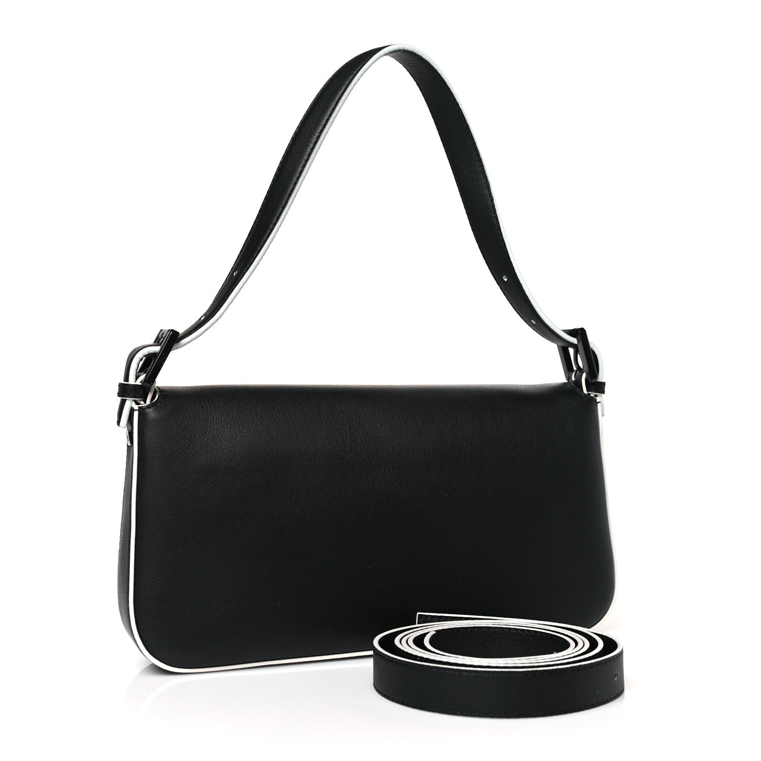 Fendi Vitello Dolce Elite Monster Eyes Bi-Color Baguette Black Yellow 3 of 9