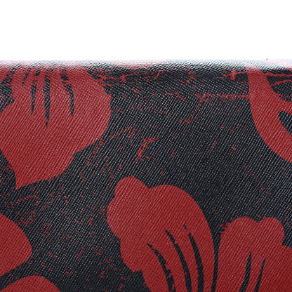 Prada Saffiano Hibiscus Print Chain Wallet Rosso 8 of 9