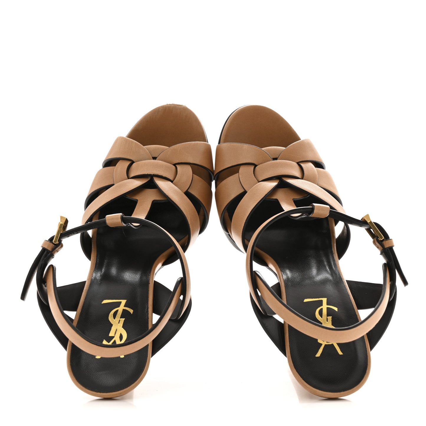 Calfskin Tribute 105 Platform Sandals 38.5 Gold Brown