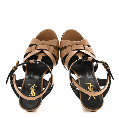 Saint Laurent Calfskin Tribute 105 Platform Sandals 38.5 Gold Brown 5 of 10