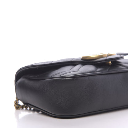 Gucci Calfskin Matelasse Super Mini GG Marmont Shoulder Bag Black 8 of 10