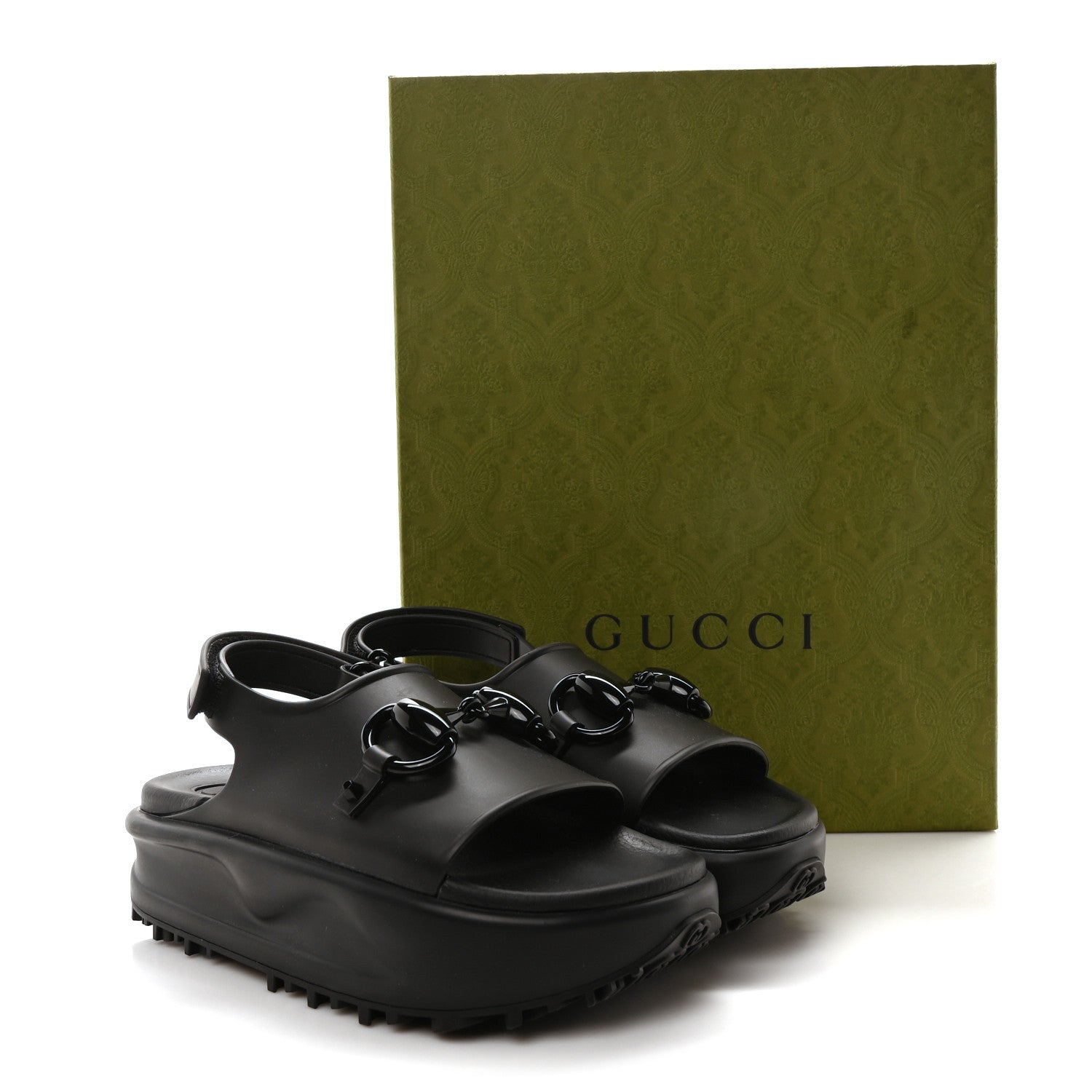 Gucci Soft Rubber Horsebit Touch Womens Strapped Sandals 36 Black 9 of 9