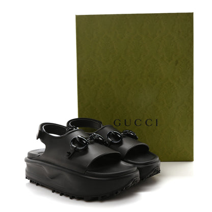 Gucci Soft Rubber Horsebit Touch Womens Strapped Sandals 36 Black 9 of 9
