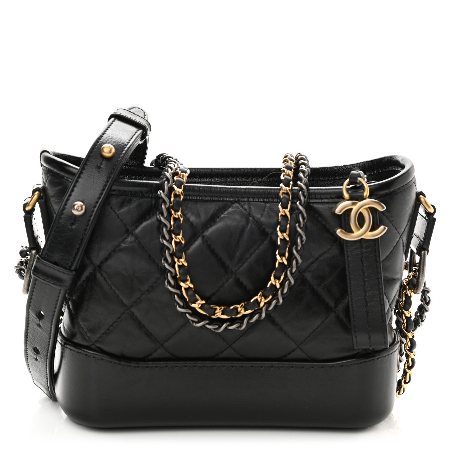 Chanel Aged Calfskin Quilted Small Gabrielle Hobo Black 1 of 10