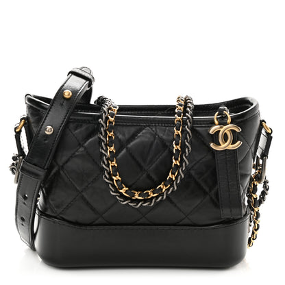 Chanel Aged Calfskin Quilted Small Gabrielle Hobo Black 1 of 10