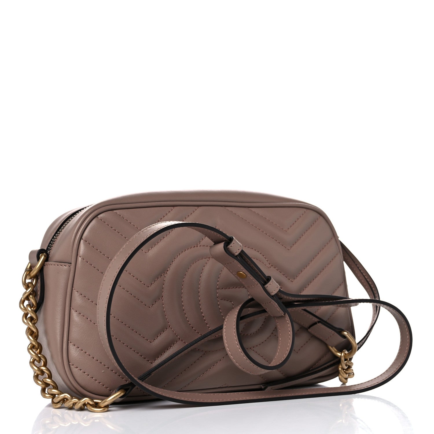 Gucci Calfskin Matelasse Small GG Marmont Chain Shoulder Bag Porcelain Rose 3 of 12