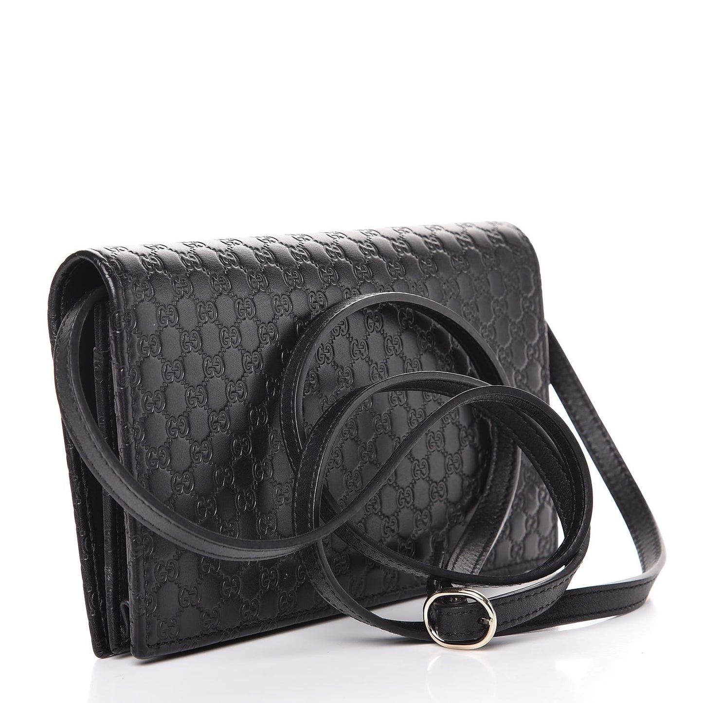 Microguccissima Crossbody Wallet Black