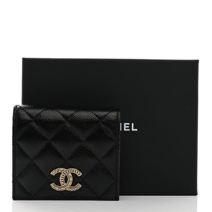 Chanel Caviar Quilted Multi Chain CC Compact Bifold Wallet Black 9 of 9