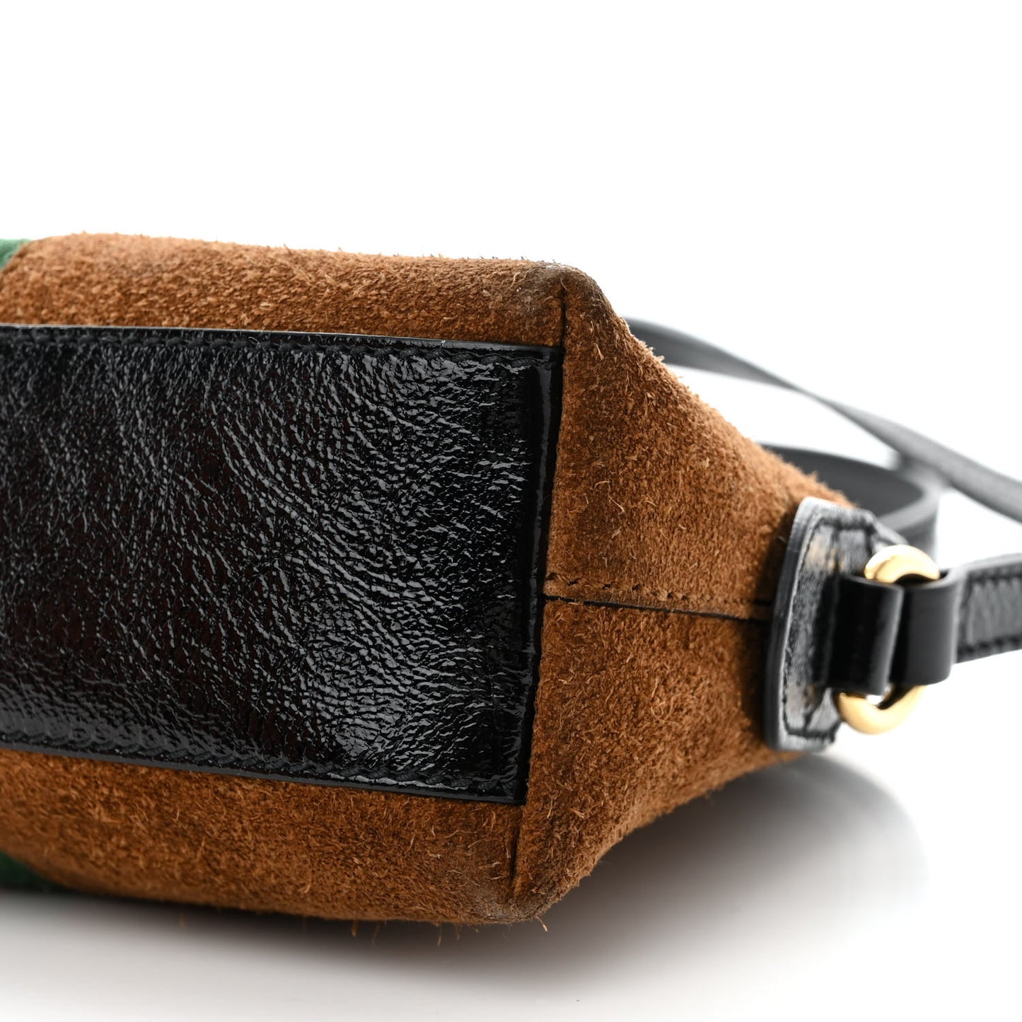 Suede Patent Web Small Ophidia Dome Shoulder Bag Nocciola Black