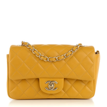 Chanel Lambskin Quilted Mini Rectangular Flap Yellow 1 of 8