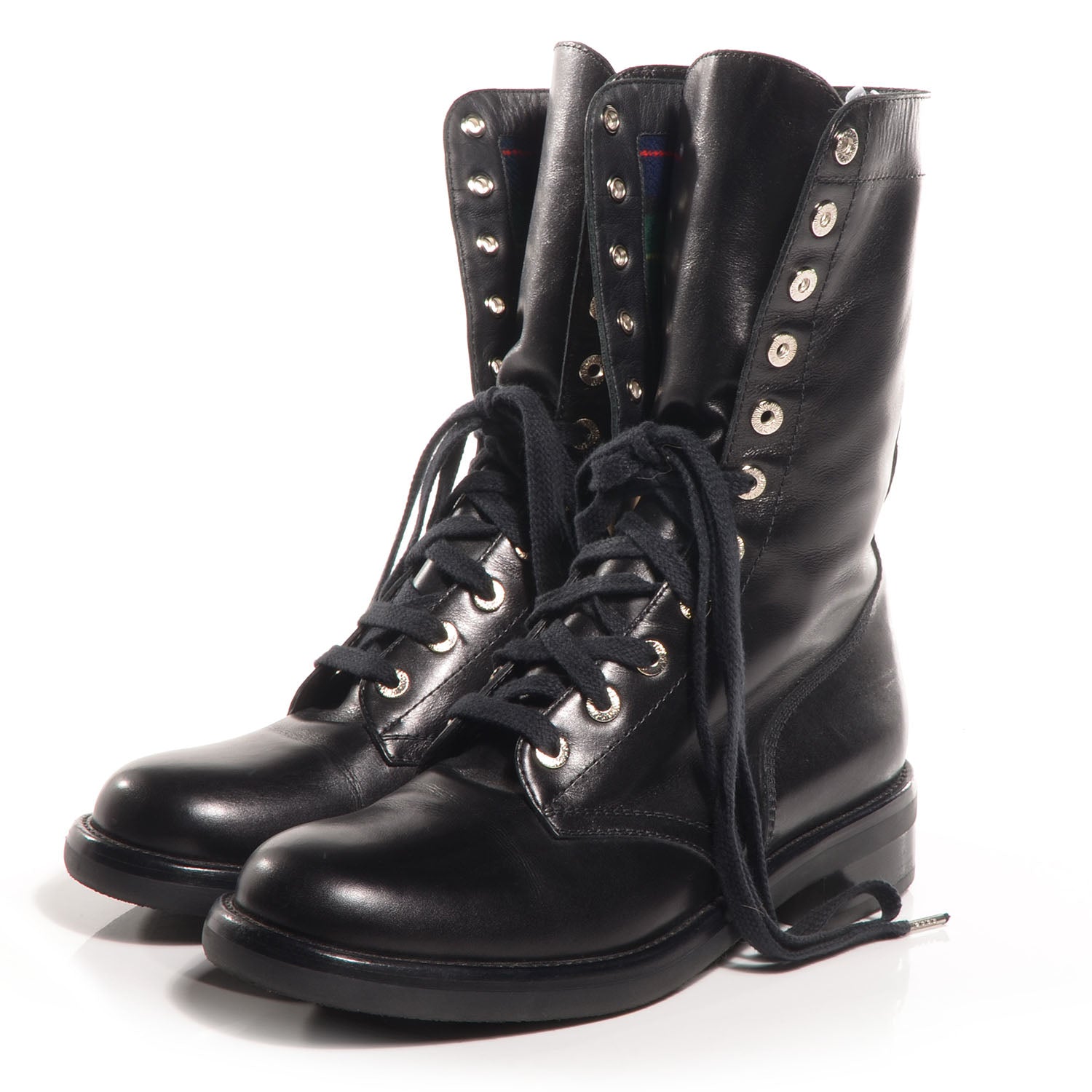 Chanel Leather Combat Boots 39.5 Black 3 of 8