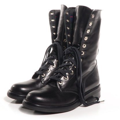 Chanel Leather Combat Boots 39.5 Black 3 of 8