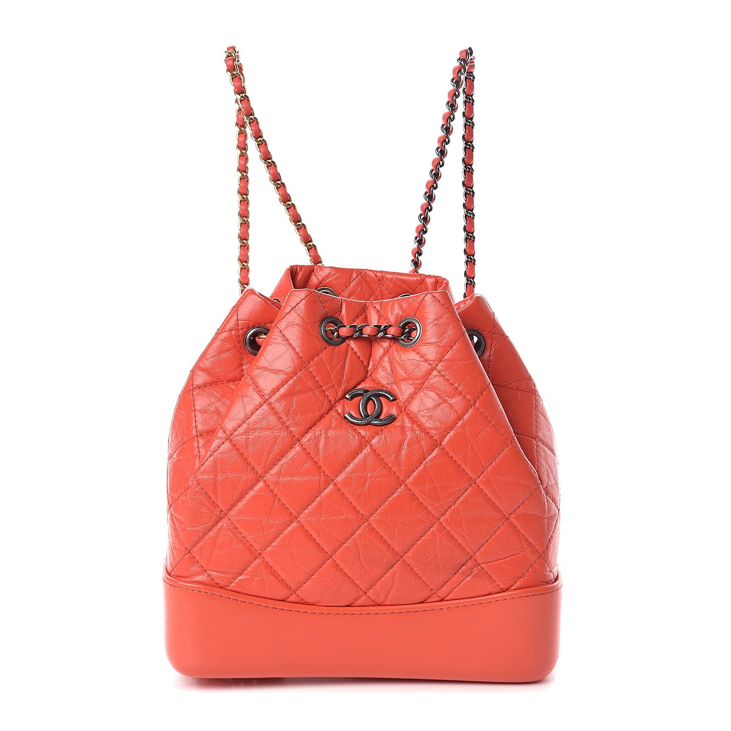Chanel Aged Calfskin Quilted Small Gabrielle Backpack Orange 1 of 12