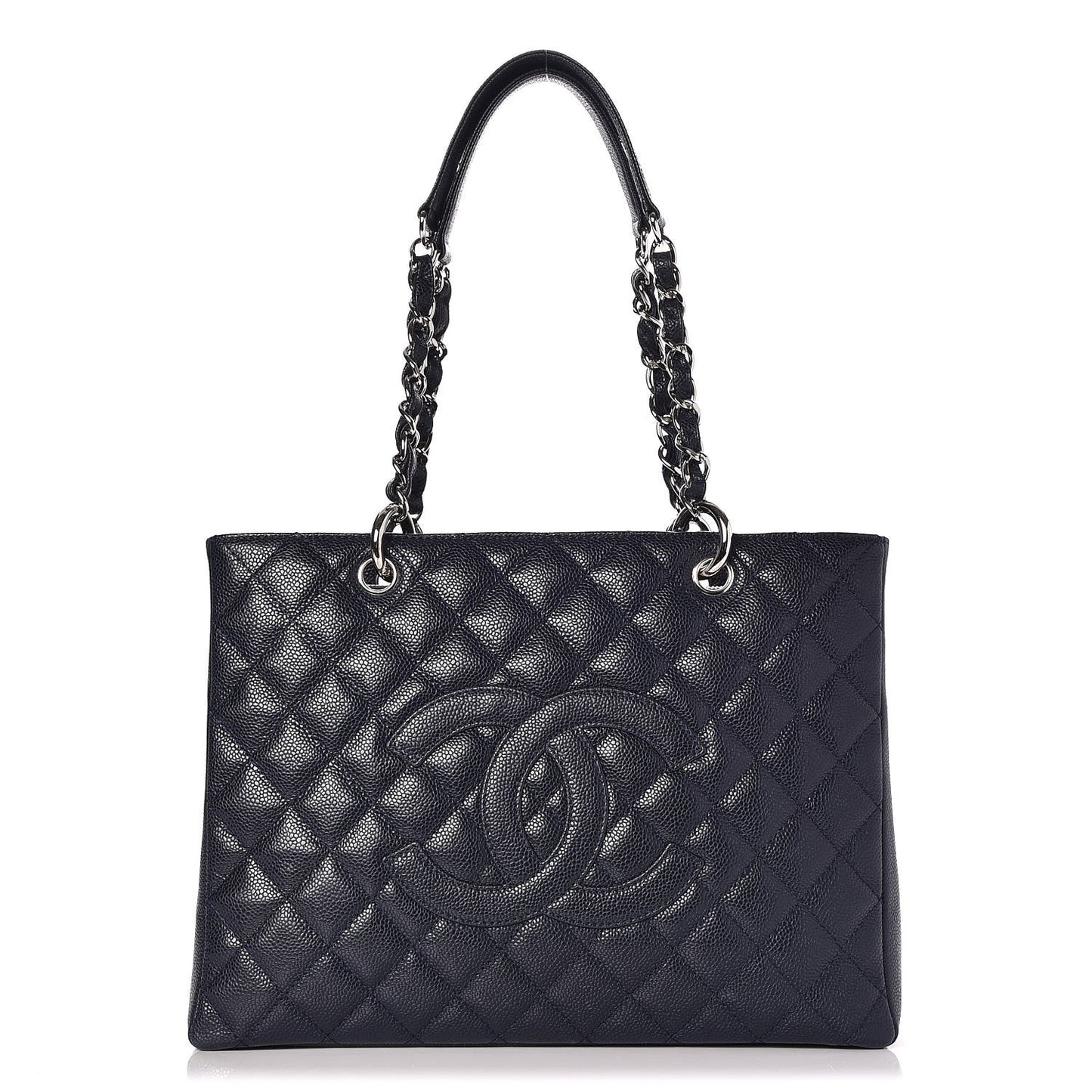 Caviar Quilted Grand Shopping Tote GST Dark Navy Blue