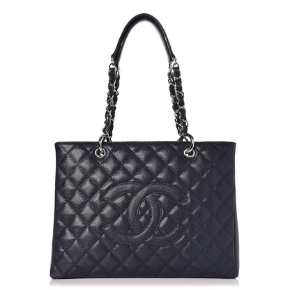 Chanel Caviar Quilted Grand Shopping Tote GST Dark Navy Blue 1 of 9