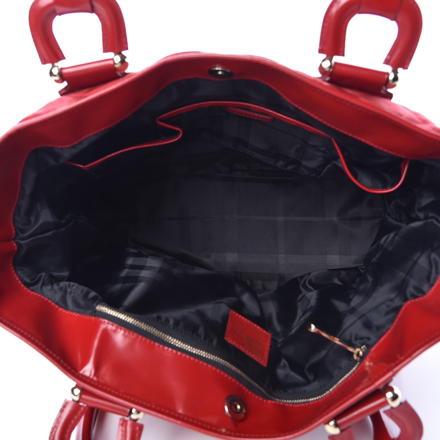 Burberry Nylon Patent Quilted Grange Tote Red 5 of 18
