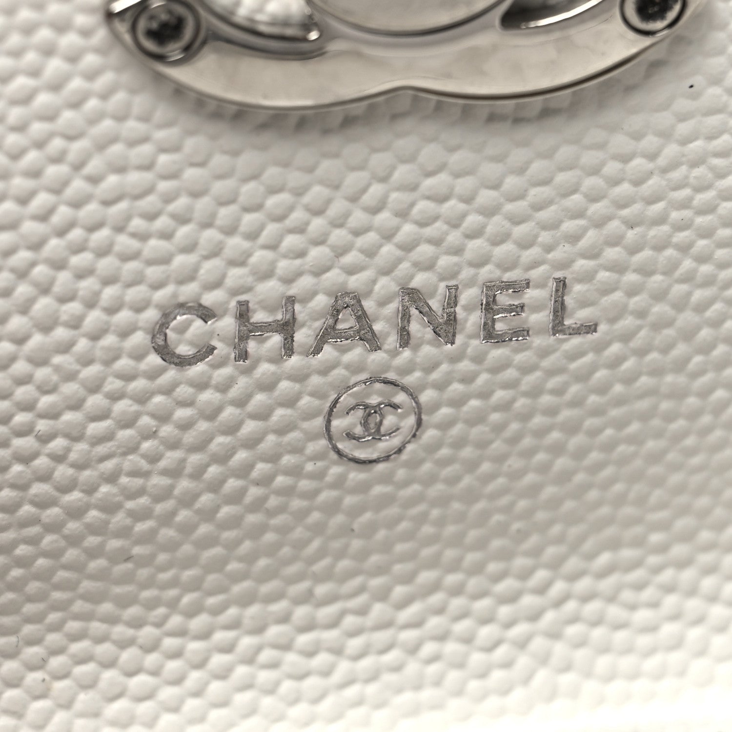 Chanel Caviar Quilted Enamel Coco Clutch With Chain White 6 of 13