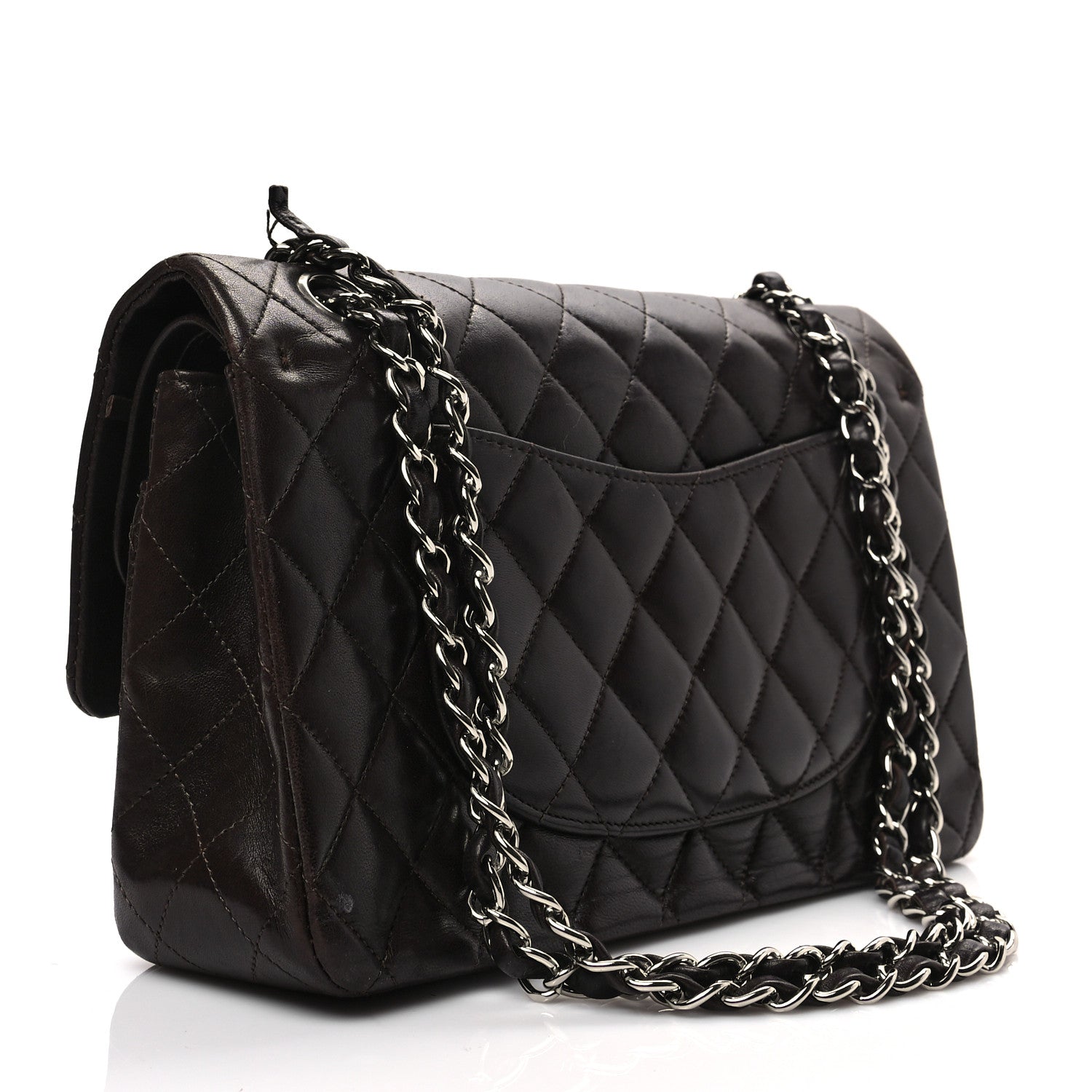 Chanel Lambskin Quilted Medium Double Flap Dark Brown 3 of 11