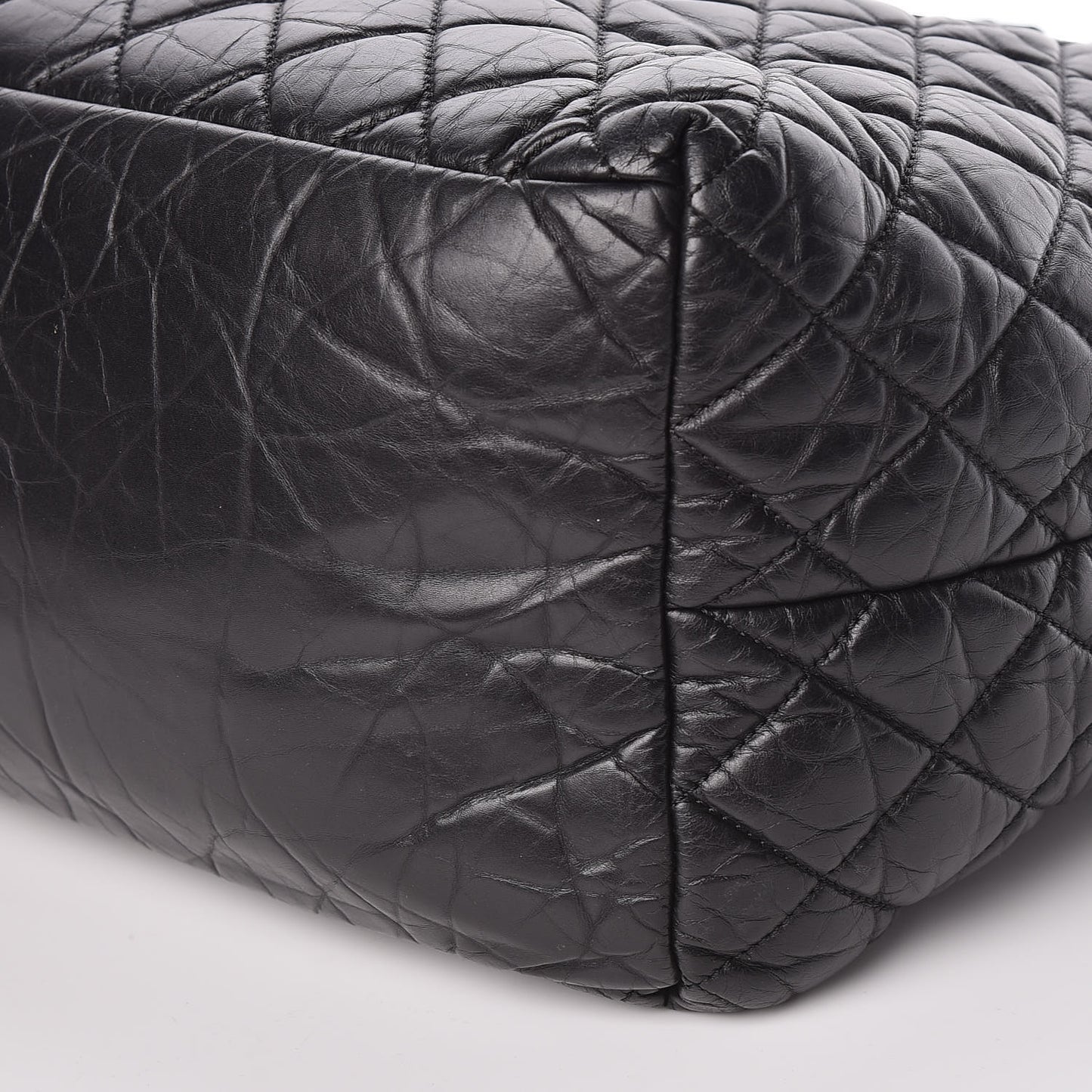 Lambskin Quilted Large Coco Cocoon Tote Black
