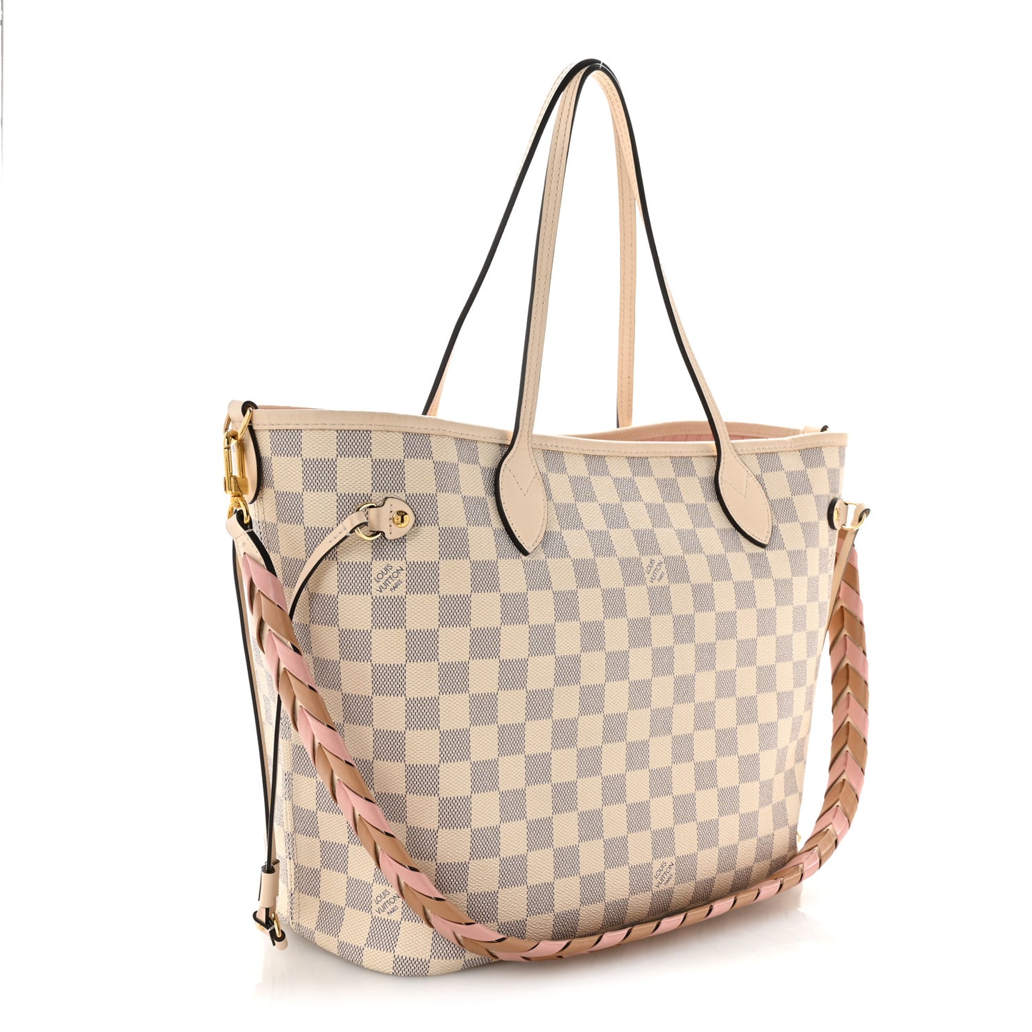 Damier Azur Braided Neverfull MM Pink