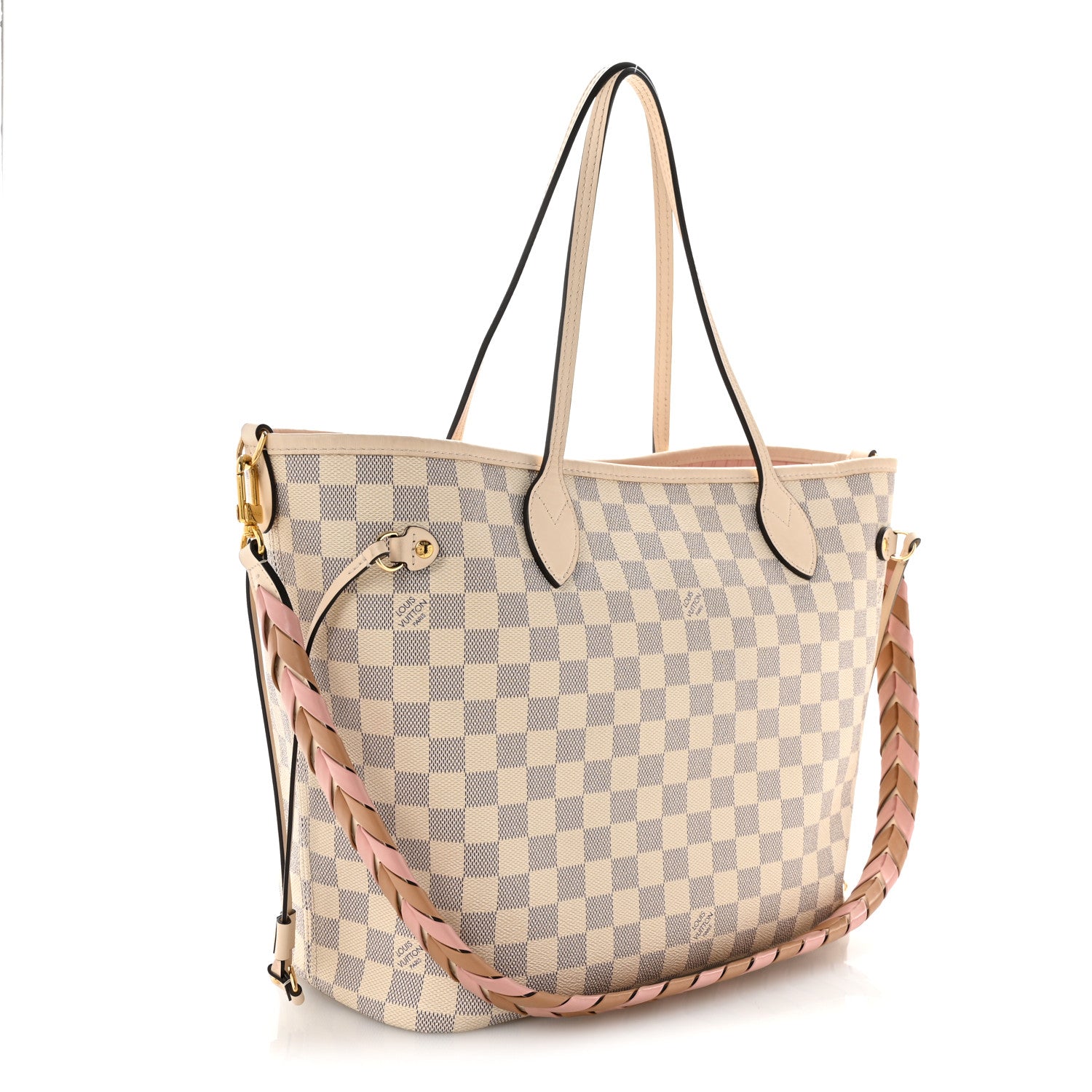 Louis Vuitton Damier Azur Braided Neverfull MM Pink 4 of 15