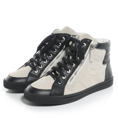 Chanel Calfskin Zipped Sneakers Beige Clair Noir 38.5 3 of 7