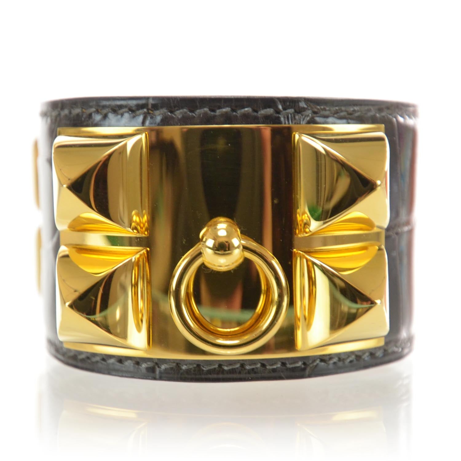 Hermes Alligator Collier de Chien CDC Bracelet Graphite 1 of 8