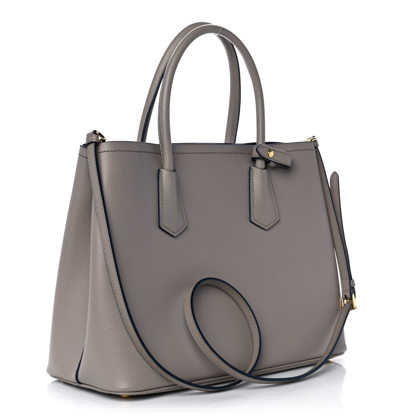 Saffiano Cuir Medium Double Bag Pomice Bluette