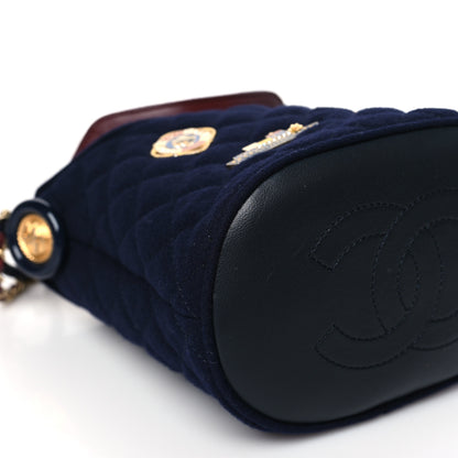 Chanel Wool Lambskin Quilted Paris Hamburg Charms Bucket Bag Dark Navy 8 of 10