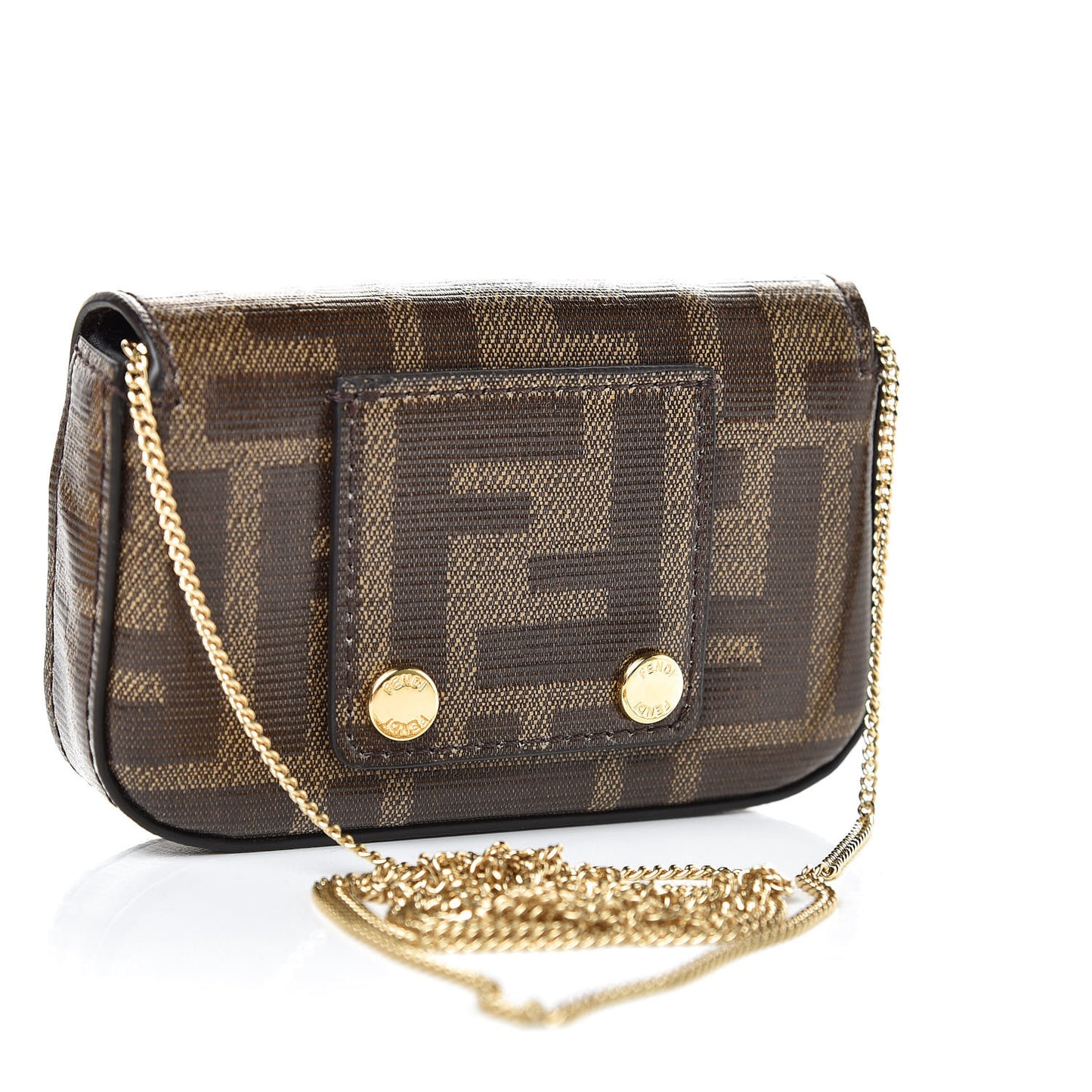 Glazed Fabric FF 1974 Nano Baguette Belt Charm Mogano Panna