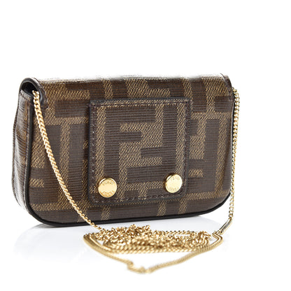 Fendi Glazed Fabric FF 1974 Nano Baguette Belt Charm Mogano Panna 3 of 8