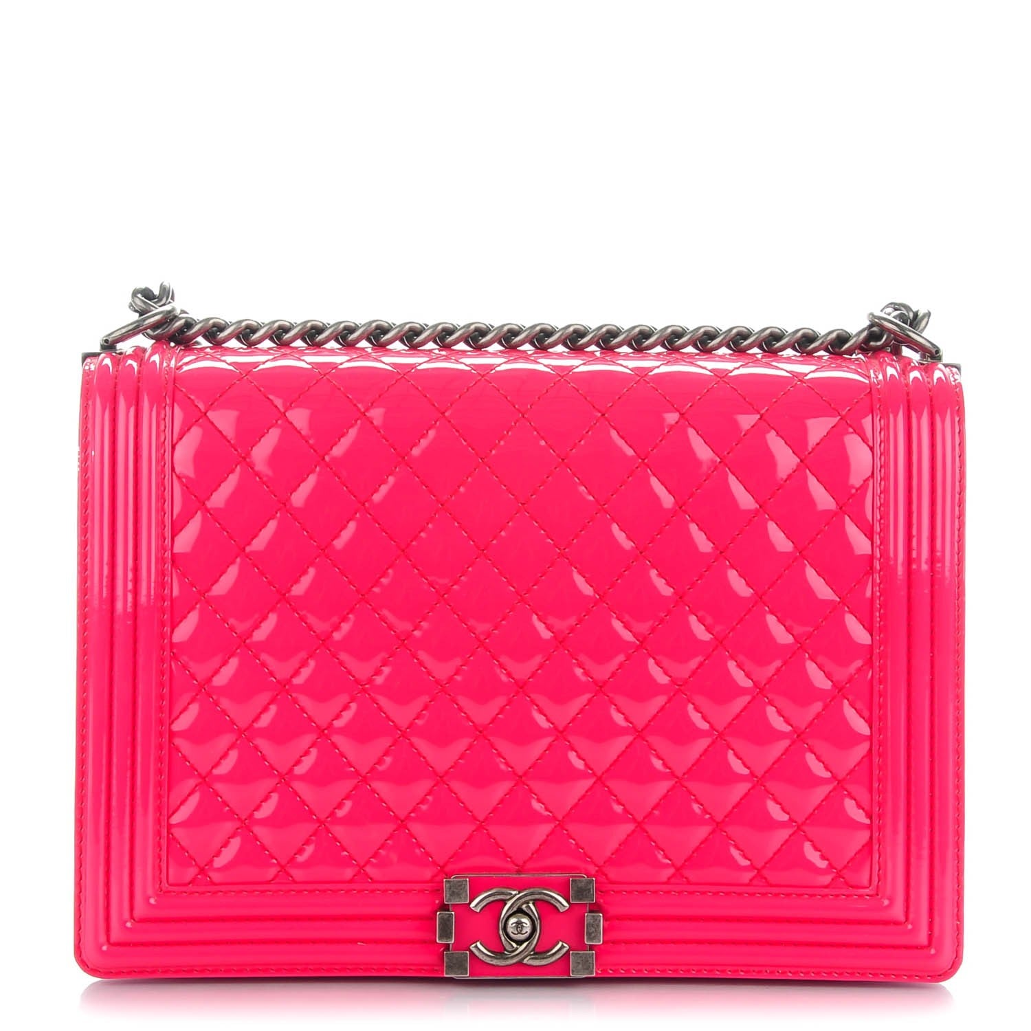 Chanel Patent Quilted Large Boy Flap Pink 1 of 9