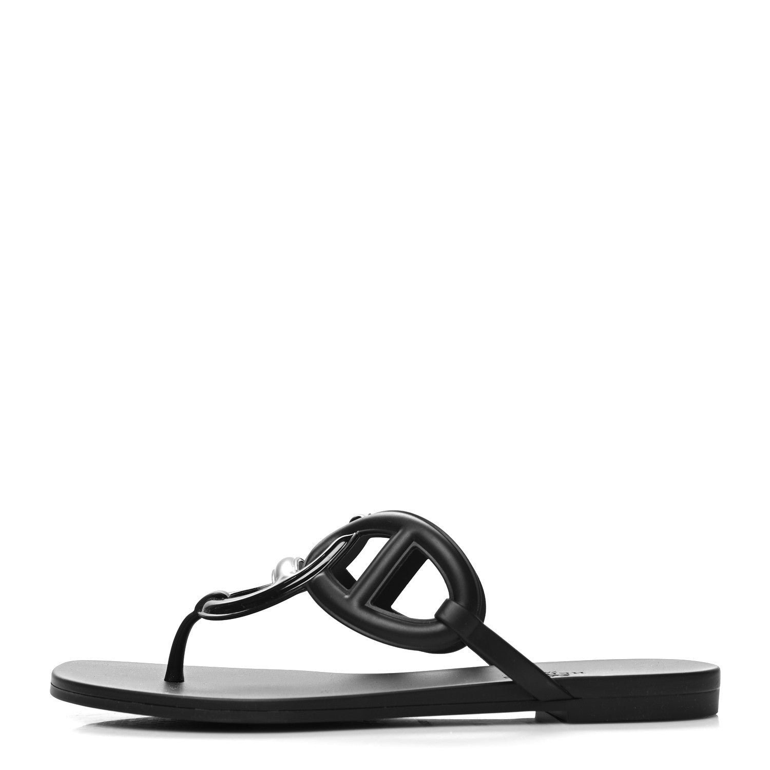 Hermes Rubber Womens Egerie Sandals 38 Black 1 of 9