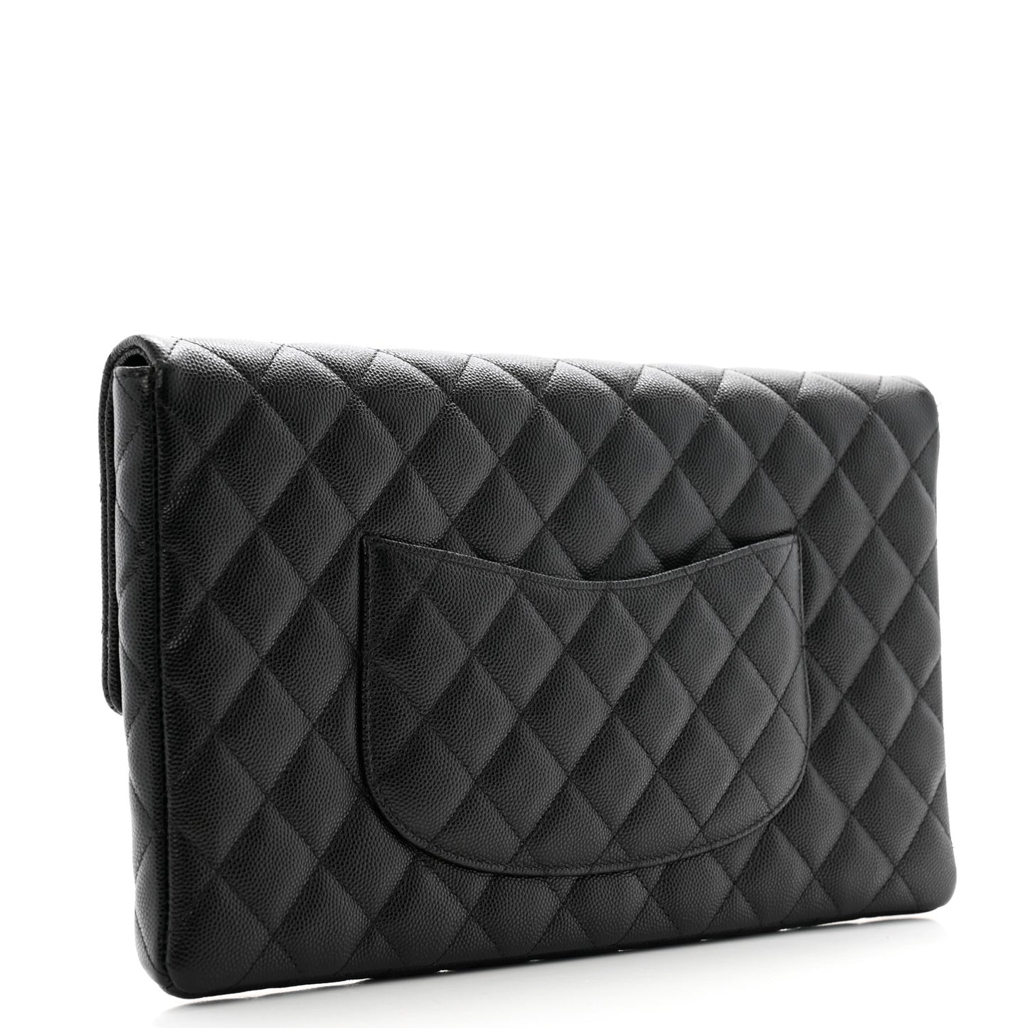 Caviar Quilted Flap Clutch Black