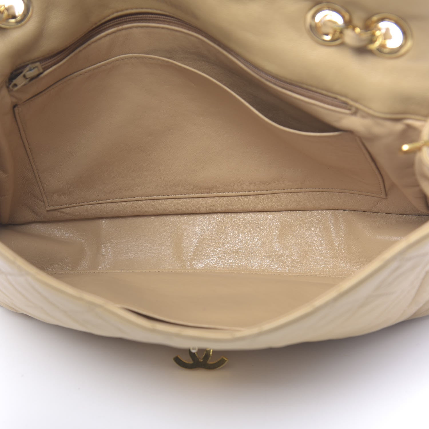 Chanel Lambskin Quilted Jumbo Single Flap Beige 5 of 27