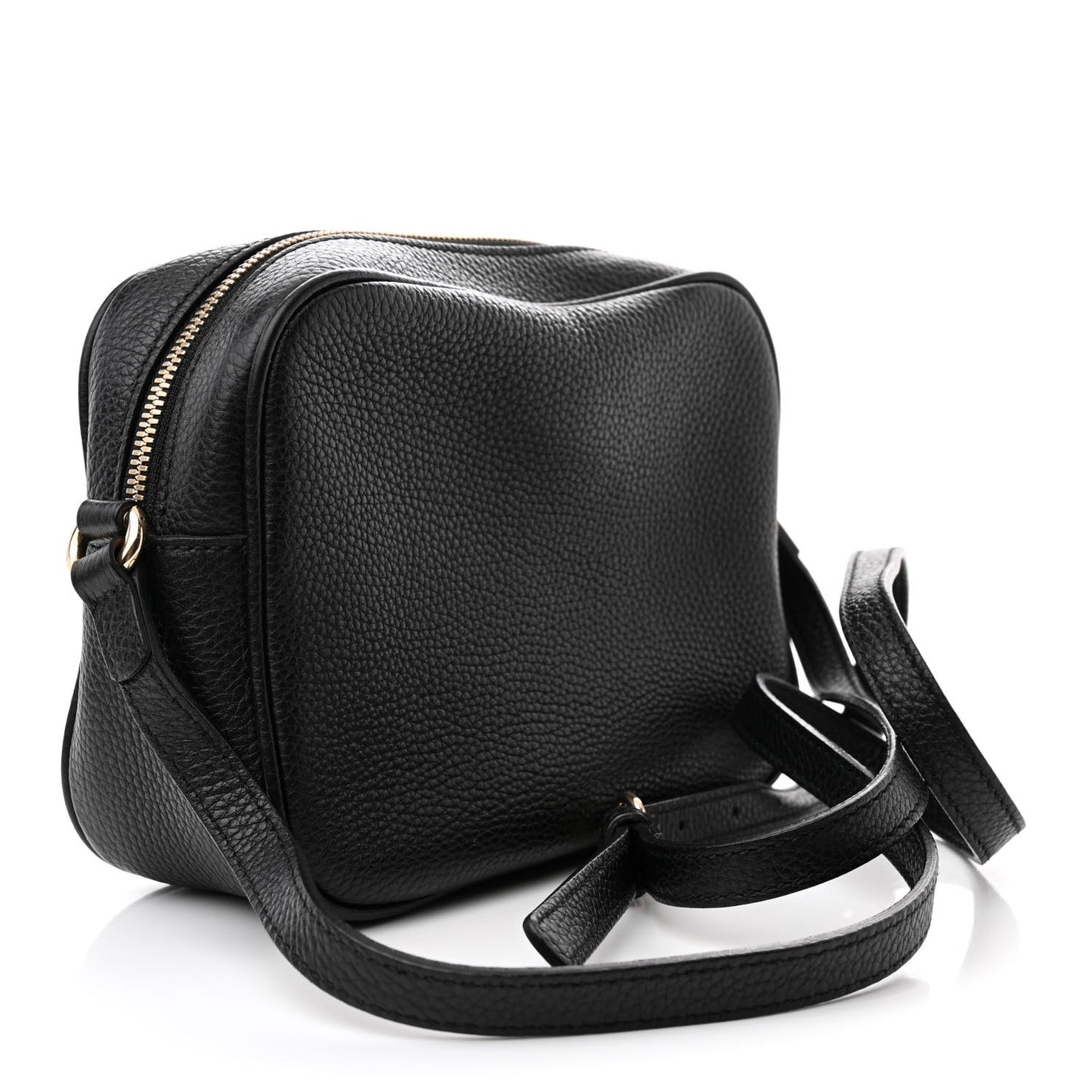 Pebbled Calfskin Small Soho Disco Bag Black