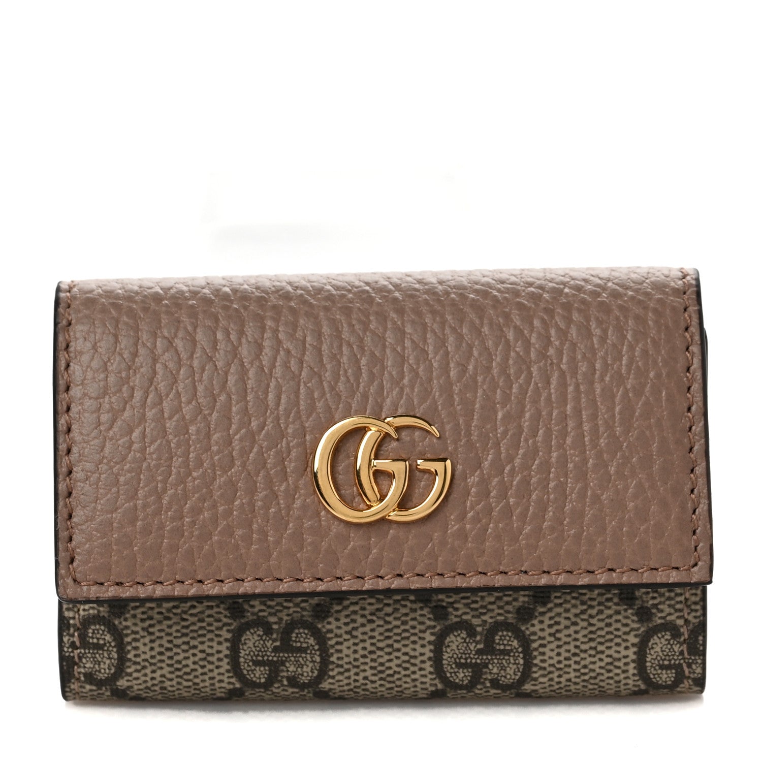 Gucci Dollar Calfskin GG Supreme Monogram GG Marmont 6 Key Holder Case Porcelain Rose Beige Ebony 1 of 6