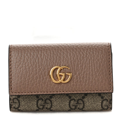 Gucci Dollar Calfskin GG Supreme Monogram GG Marmont 6 Key Holder Case Porcelain Rose Beige Ebony 1 of 6