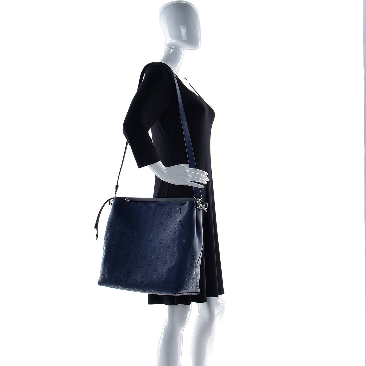 Calfskin Ottomar Monogram Large Klara Hobo Navy Blue