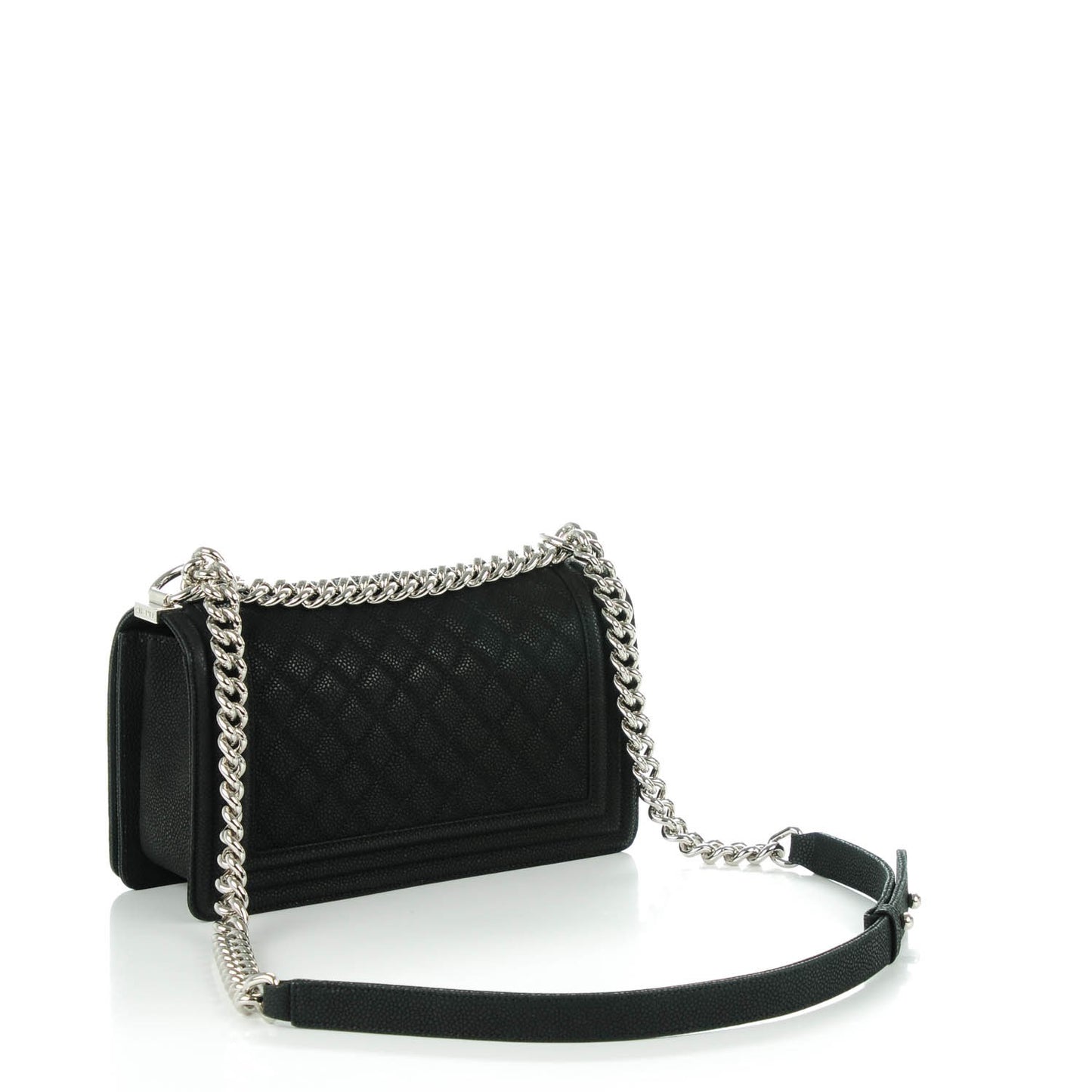 Iridescent Caviar Quilted Medium Boy Flap Black