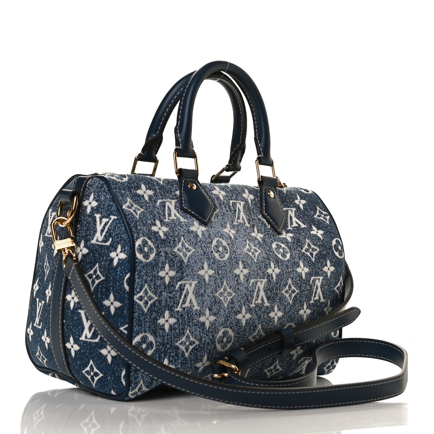 Louis Vuitton Monogram Jacquard Denim Speedy Bandouliere 25 Bleu 3 of 15
