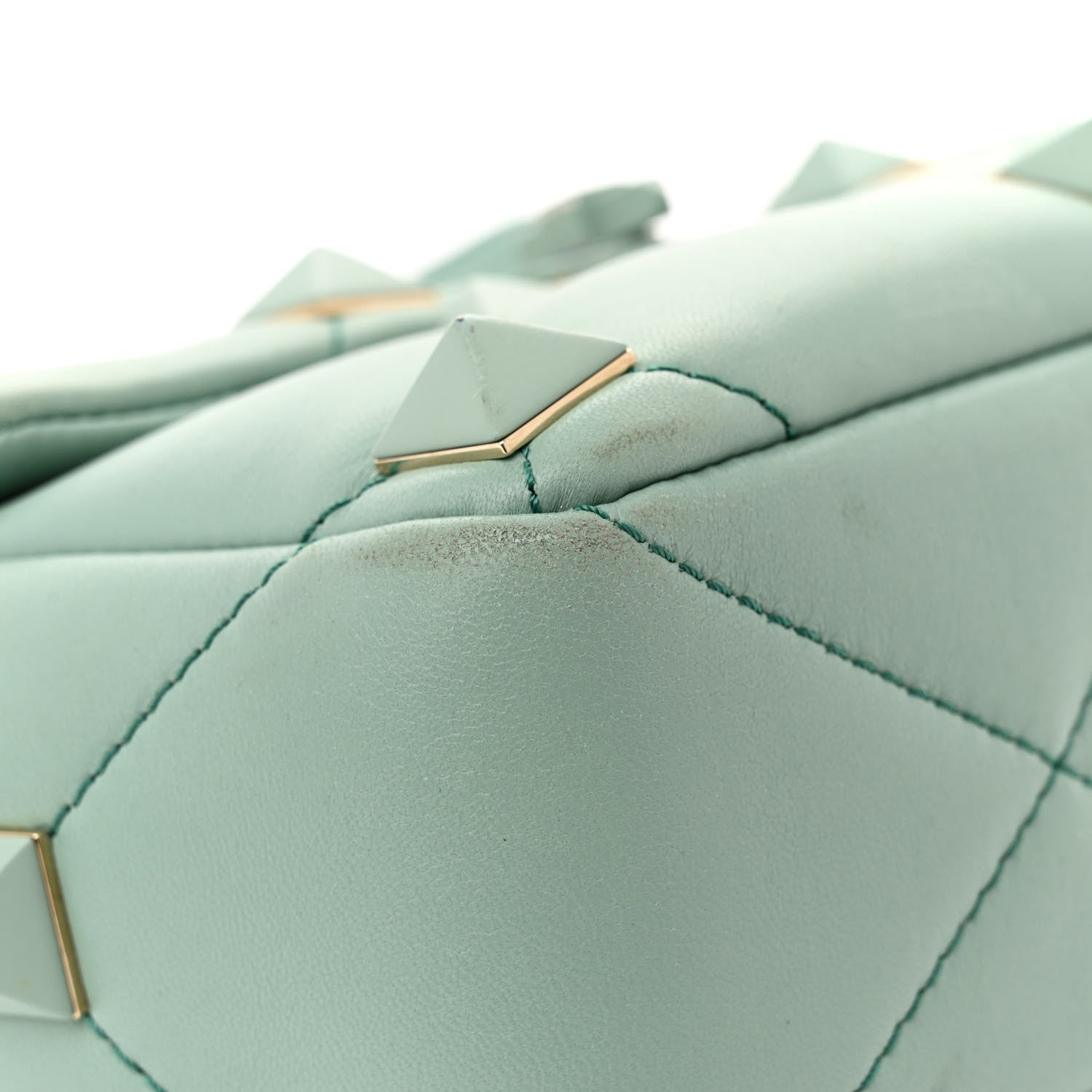 Valentino Garavani Nappa Enamel Monochrome Medium Roman Stud Shoulder Bag Morning Dew 8 of 18