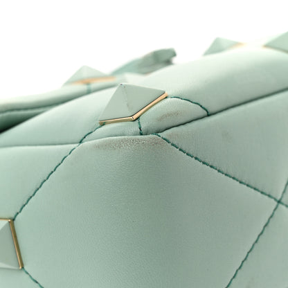 Valentino Garavani Nappa Enamel Monochrome Medium Roman Stud Shoulder Bag Morning Dew 8 of 18