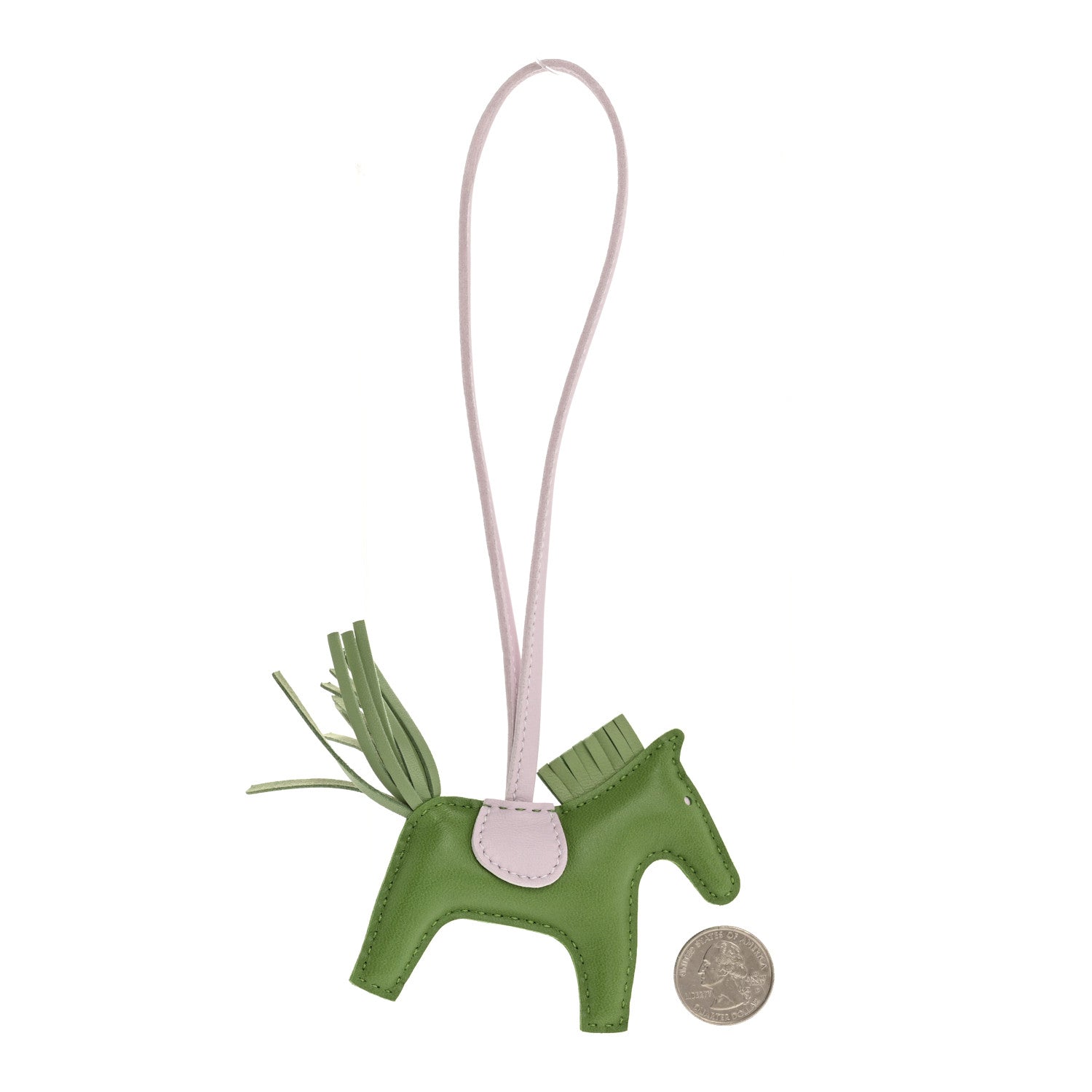 Hermes Milo Lambskin Grigri Rodeo Horse Bag Charm PM Vert Yucca Vert Criquet Mauve Pale 2 of 4