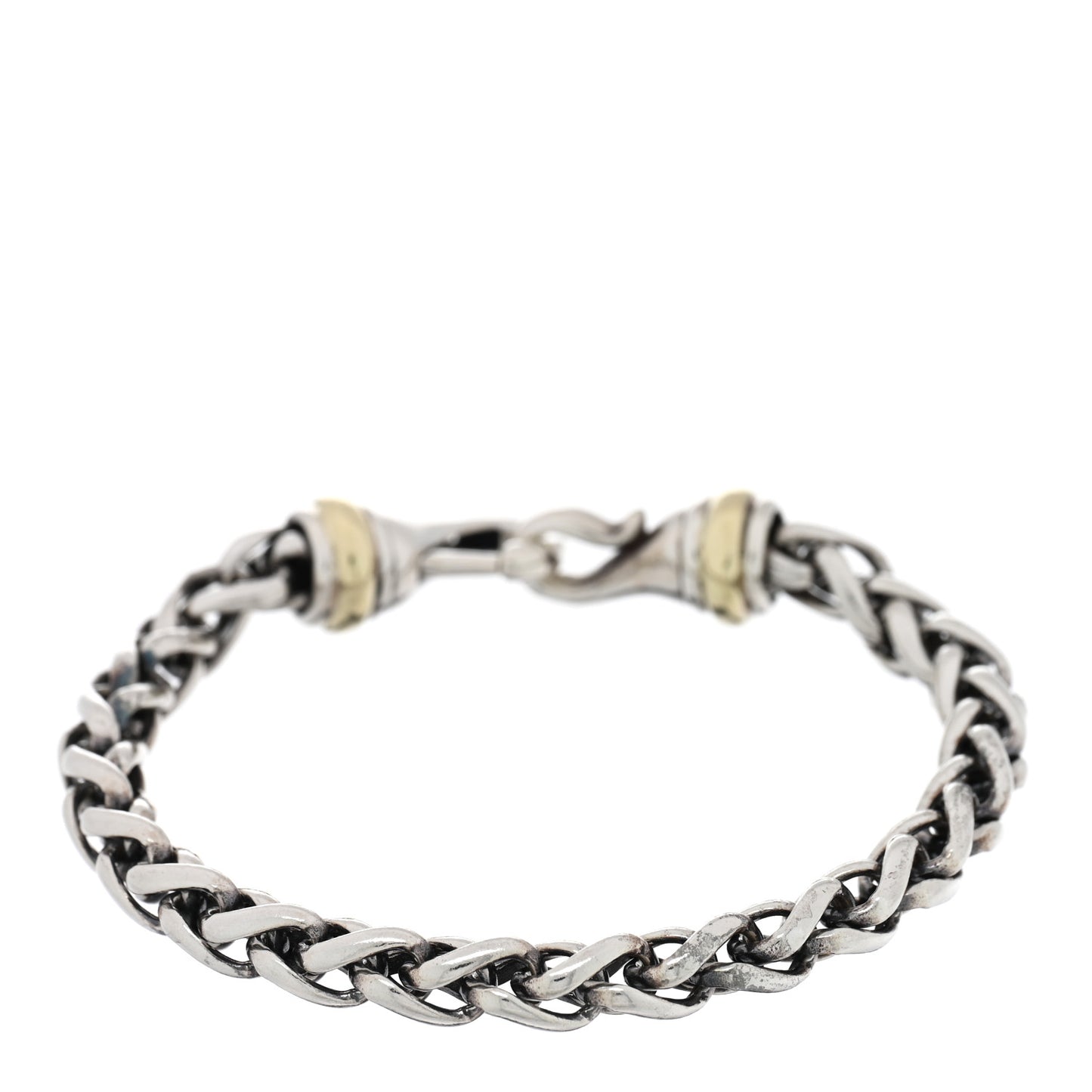 Sterling Silver 14K Yellow Gold 6mm Wheat Chain Bracelet