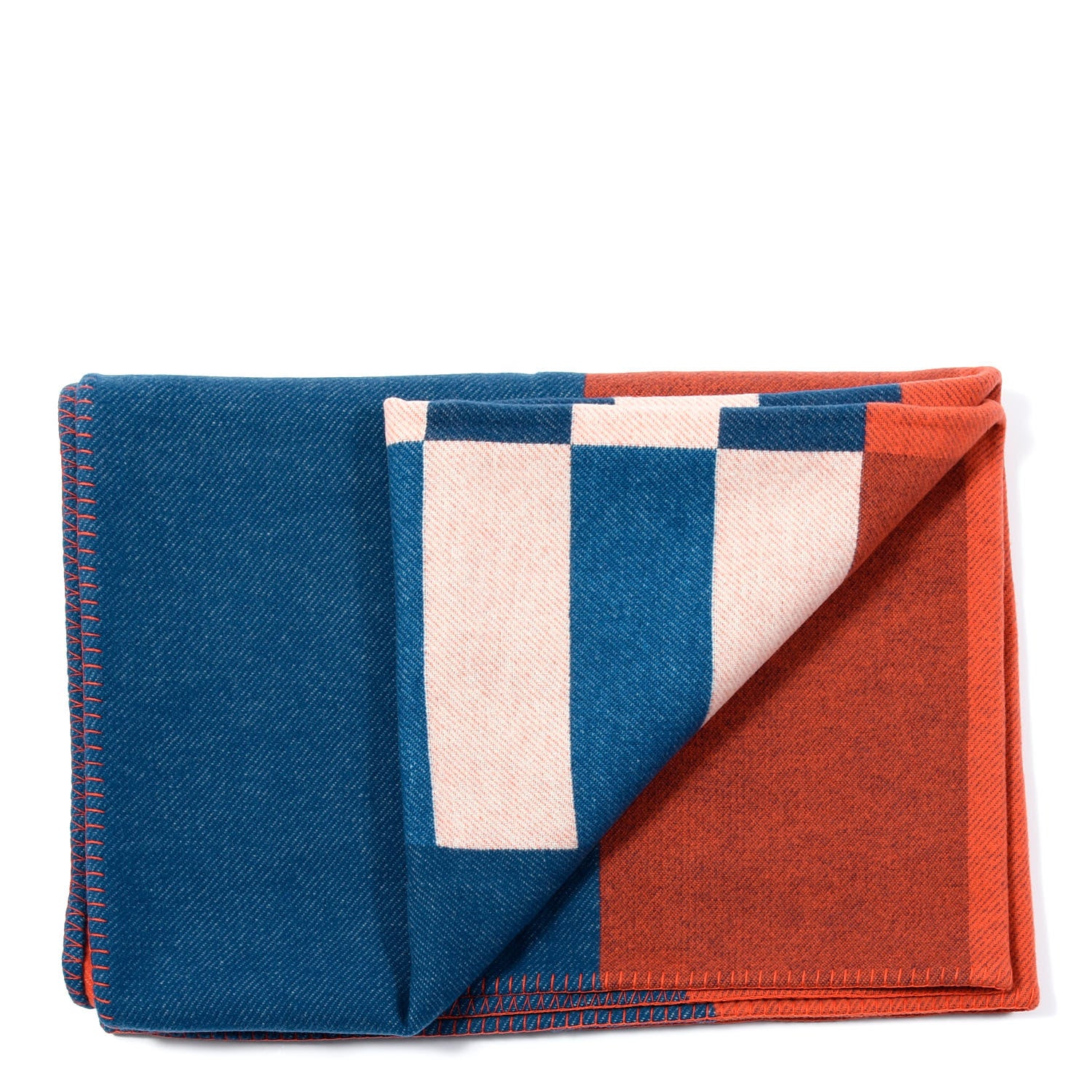 Hermes Wool Cashmere H Casaque Blanket Bleu Grenade 4 of 5