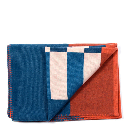 Hermes Wool Cashmere H Casaque Blanket Bleu Grenade 4 of 5